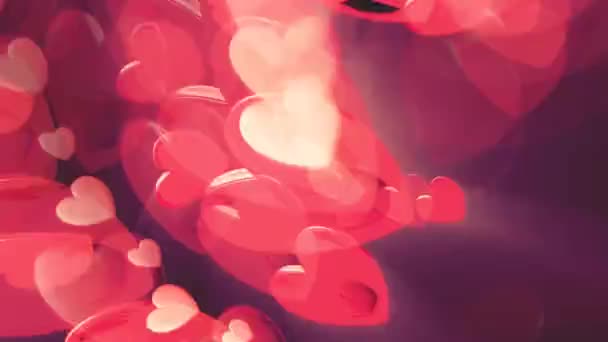 Dia Dos Namorados Pink Red Animation Hearts Cumprimentando Corações Amor — Vídeo de Stock