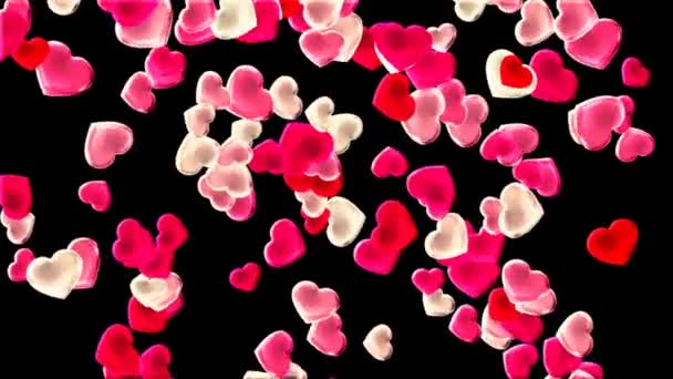 День Святого Валентина Розовые Красные Анимационные Сердца Приветствие Любви Сердца — стоковое видео