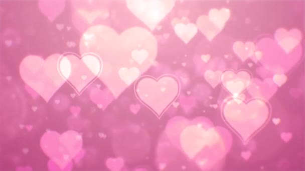 Walentynki Pink Red Animation Hearts Powitanie Serca Miłości Uroczystość Bokeh — Wideo stockowe