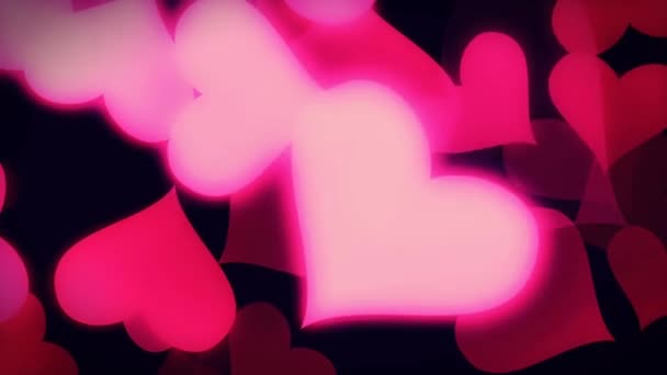 Valentin Nap Rózsaszín Vörös Animáció Szívek Üdvözlő Szerelem Szívét Ünnepi — Stock videók