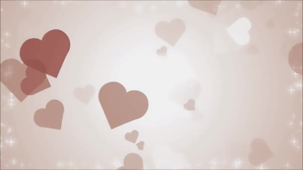 Sevgililer Günü Pembe Kırmızı Animasyon Kalpleri Aşk Kalplerini Selamlıyor Bokeh — Stok video