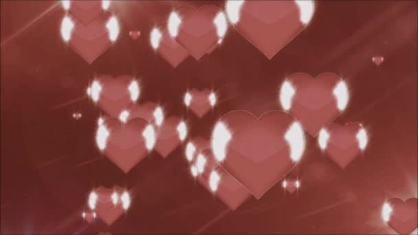 Hari Valentine Red Animation Hearts Menyambut Hati Cinta Perayaan Bokeh — Stok Video