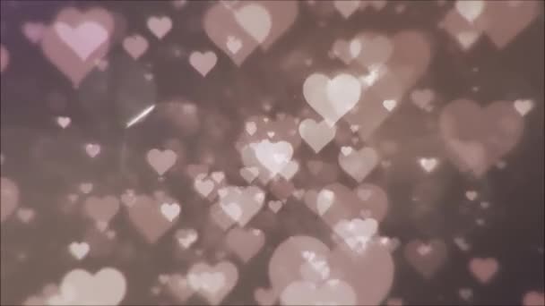 Walentynki Pink Red Animation Hearts Powitanie Serca Miłości Uroczystość Bokeh — Wideo stockowe