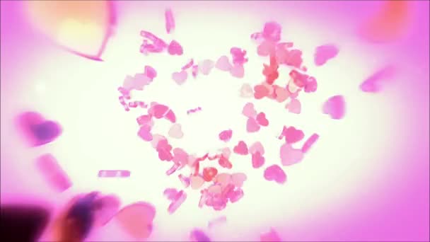 San Valentín Pink Red Animation Hearts Saludo Corazones Amor Festivo — Vídeos de Stock