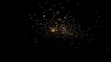 Gece gökyüzündeki büyük ateşten yanan kırmızı kıvılcımlar yükseliyor. Ateş, ışık ve yaşam temasının güzel soyut arkaplanı.