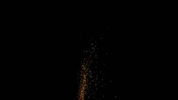 Glühend Heiße Funken Steigen Aus Einem Großen Feuer Nachthimmel Auf — Stockvideo