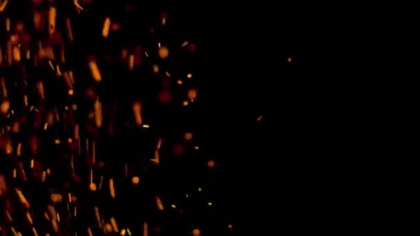 Brûlant Étincelles Chaudes Rouges Lèvent Grand Feu Dans Ciel Nocturne — Video