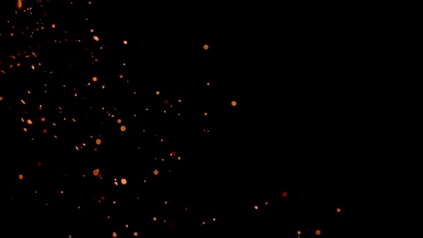 Scintille Rosse Ardenti Sorgono Grande Fuoco Nel Cielo Notturno Bellissimo — Video Stock