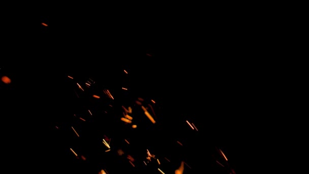 Velkého Ohně Noční Obloze Stoupají Žhavé Rudé Jiskry Krásné Abstraktní — Stock video