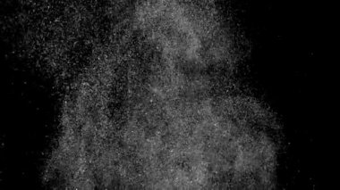 Havada yüzen gerçek toz parçacıkları. Toz Parçacıkları Arkaplanı. Makro yavaş çekim, karıştırma kipi kullan (ekran)