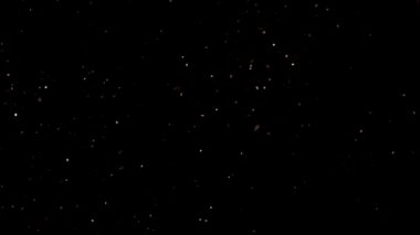 Havada yüzen gerçek toz parçacıkları. Toz Parçacıkları Arkaplanı. Makro yavaş çekim, karıştırma kipi kullan (ekran)