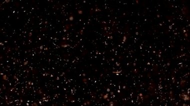 Havada yüzen gerçek toz parçacıkları. Toz Parçacıkları Arkaplanı. Makro yavaş çekim, karıştırma kipi kullan (ekran)