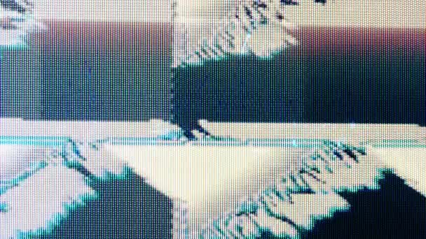 Винтажный Выключатель Выключите Телевизор Статическая Текстура Шума Монохромный Черно Белый — стоковое видео