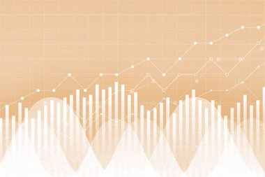 Finansal veri grafiği grafik, vektör çizim. Eğilim çizgileri, sütunlar, ekonomi bilgi arka plan Pazar. Grafik analytics ekonomik kavramı.