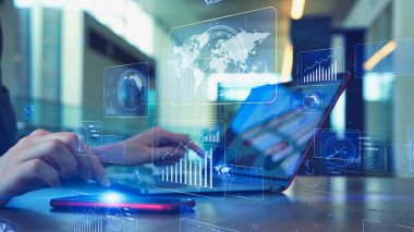 mali grafik üzerinde teknoloji arka plan temsil mali kriz, ekonomik çöküşünün