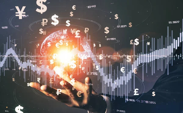 mali grafik üzerinde teknoloji arka plan temsil mali kriz, ekonomik çöküşünün