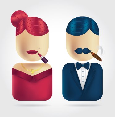 Hanımefendi ve beyefendi Icons set