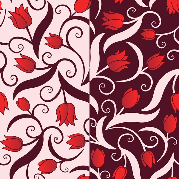 Seamless pattern with red tulips — Stock Vector