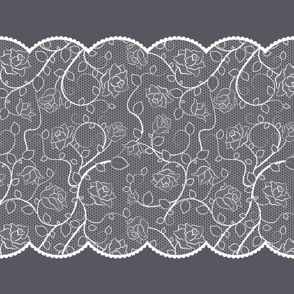 Lace pattern with roses on gray background — Stock Vector