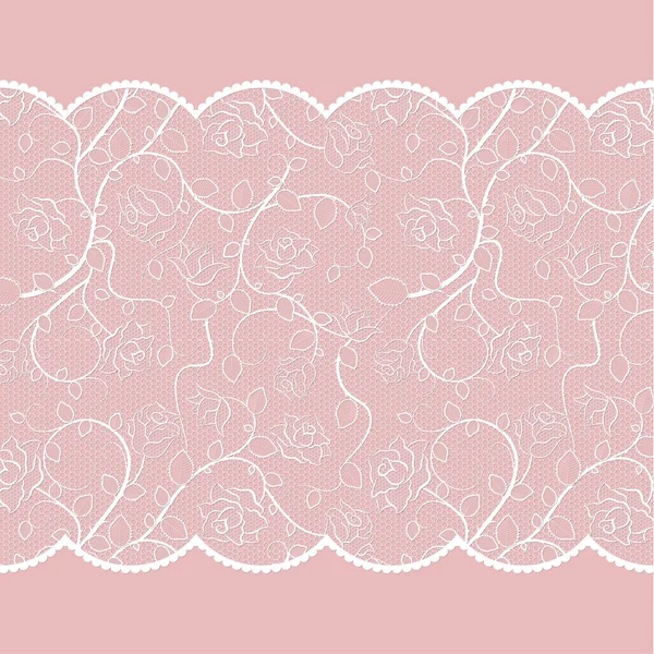 Kantpatroon met rozen op roze achtergrond — Stockvector