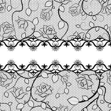 siyah dantel gül ile seamless modeli