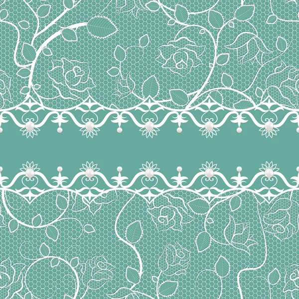 Lace seamless pattern with pearls — Stock Vector