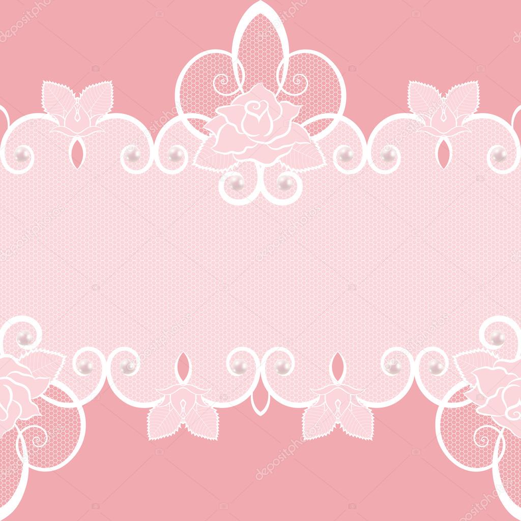 Lace seamless pattern with pearls and roses