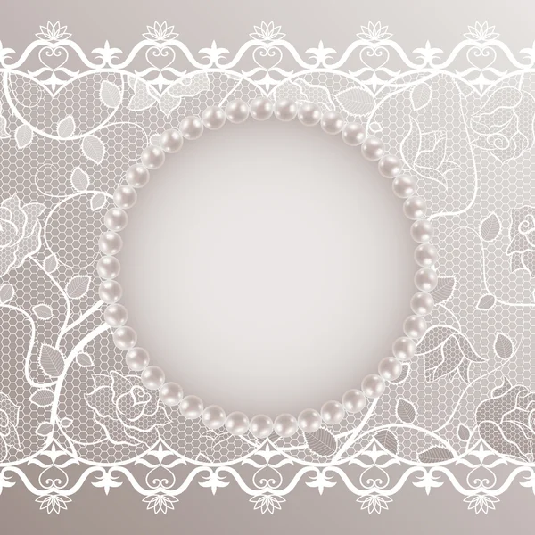 Вінтажна листівка з мереживом і перлами — стоковий вектор