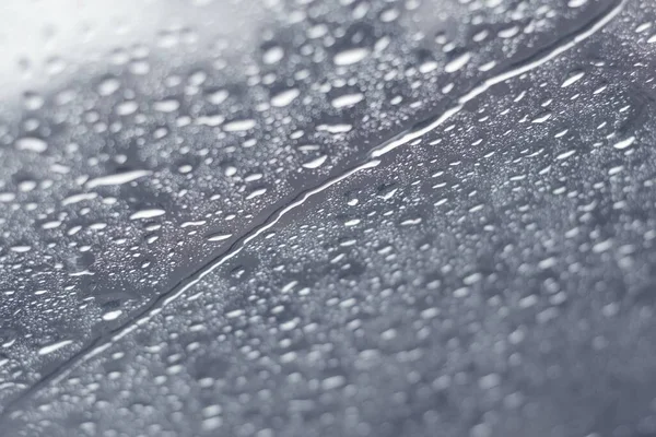 Gotas Chuva Pingando Através Uma Janela Dia Frio Inverno Close — Fotografia de Stock