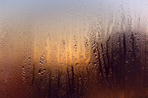 Krople Wody Okno Zimny Zimowy Poranek — Zdjęcie stockowe