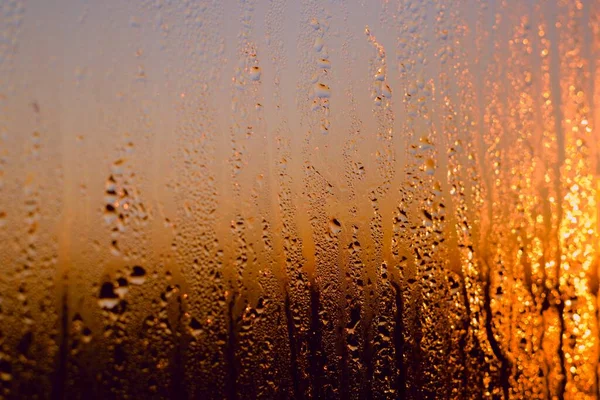 Gotas Agua Una Ventana Una Fría Mañana Invierno — Foto de Stock