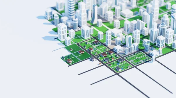 Чистый Современный Город Парками Зелеными Зонами Цифровая Рендеринг Лицензионные Стоковые Фото