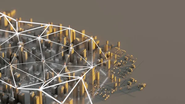 Moderne Futuristische Slimme Stad Internet Gedecentraliseerde Netwerken Concept Abstracte Achtergrond — Stockfoto
