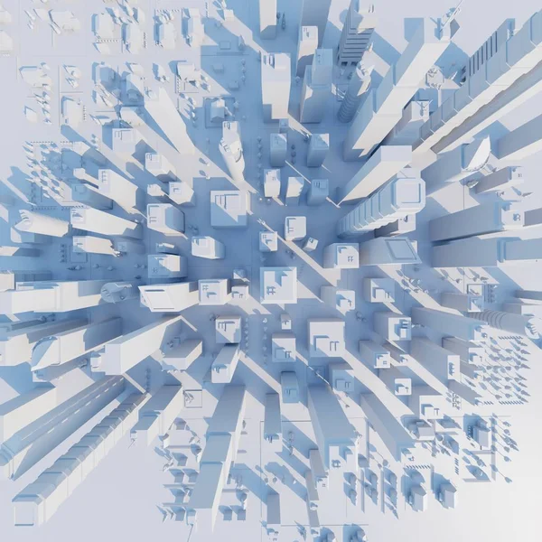 现代的白色城市与摩天大楼 摘要概念 数字3D渲染 — 图库照片