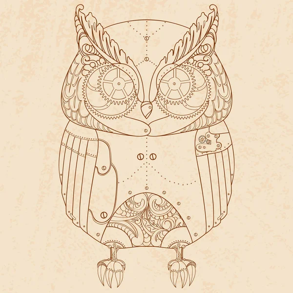 Steam punk owl. — Stock Vector