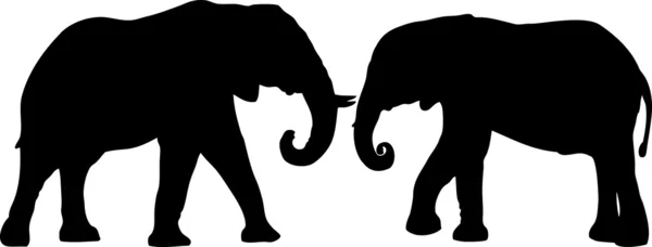 Deux éléphants aiment les silhouettes — Image vectorielle