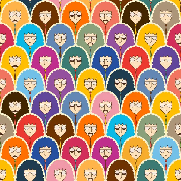 Seamless pattern with funny people faces. — Stock Vector