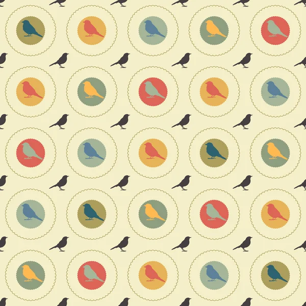 Oiseaux colorés motif sans couture . — Image vectorielle