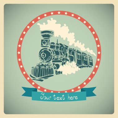eski kafalı tren ile kartpostal.