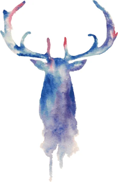 Tête de cerf aquarelle — Image vectorielle