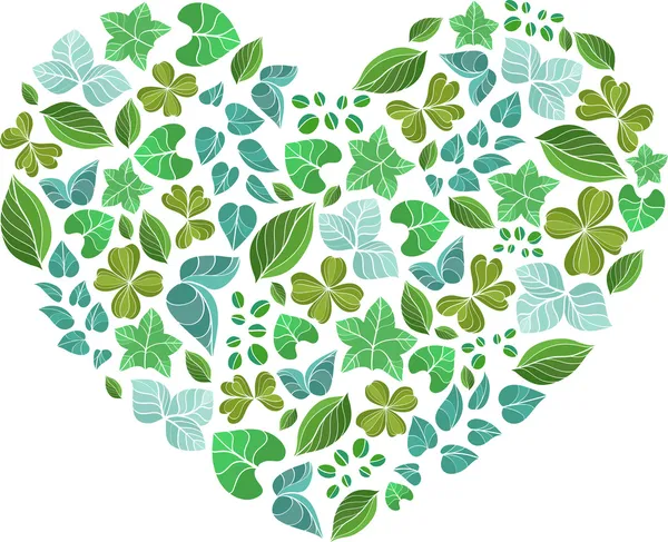 Natural eco coração verde . —  Vetores de Stock