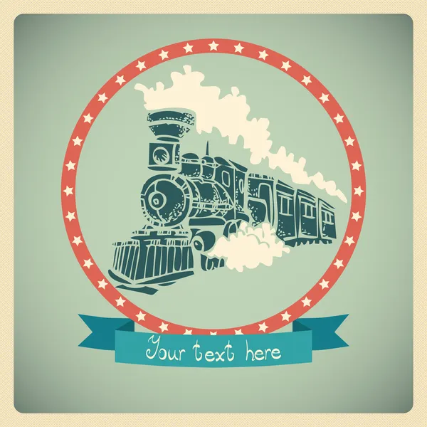 eski kafalı tren ile kartpostal.