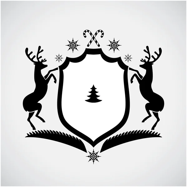 Christmas heraldic crest with deers — Stock Vector
