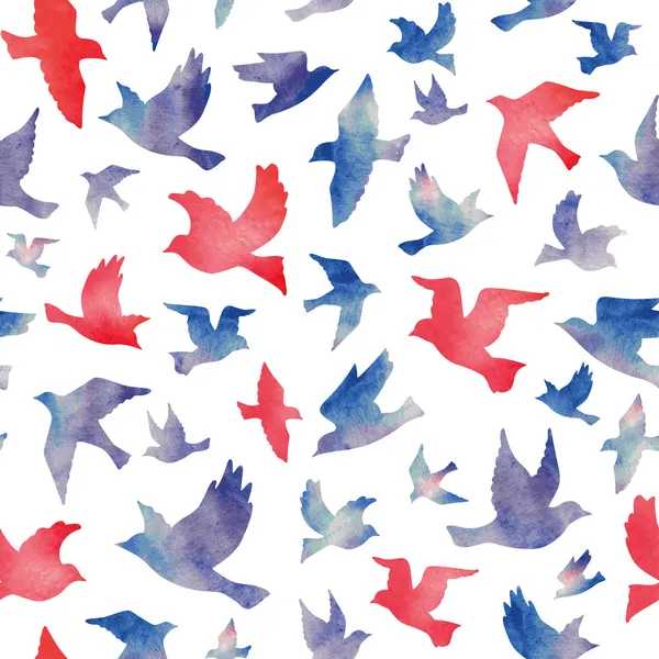 Oiseaux aquarelle motif sans couture . — Image vectorielle