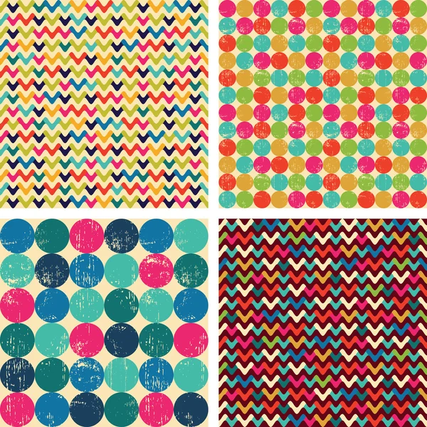 Seamless patterns set: balls, zigzags — Stock Vector