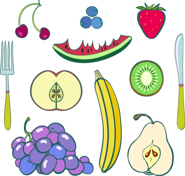 果物と野菜のセット — ストックベクタ