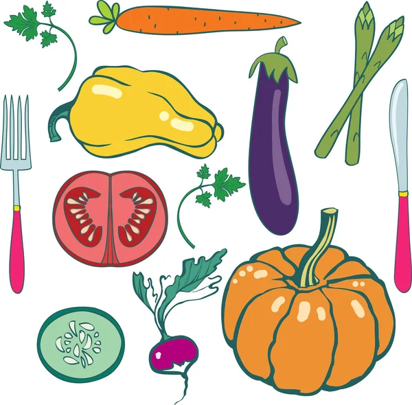 果物と野菜のセット — ストックベクタ