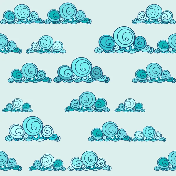 Nahtloses Muster mit stilisierten Wolken im Cartoon — Stockvektor