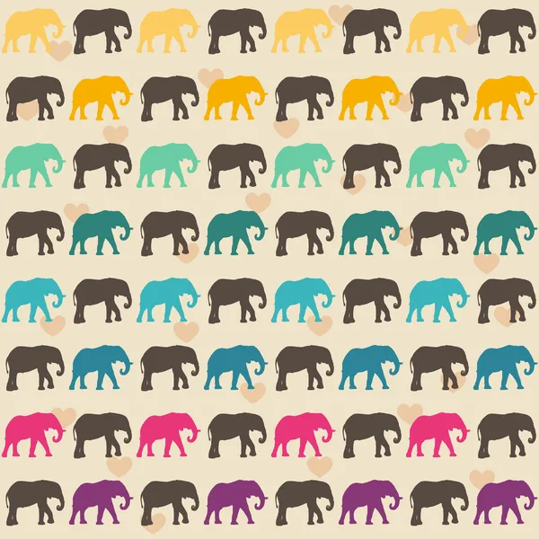 Texture avec des éléphants colorés — Image vectorielle