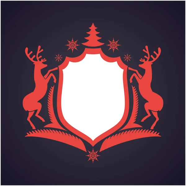 鹿とクリスマス紋章のクレスト — ストックベクタ
